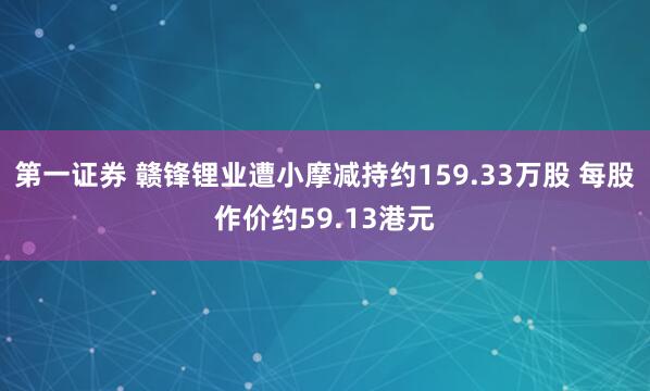 第一证券 赣锋锂业遭小摩减持约159.33万股 每股作价约59.13港元