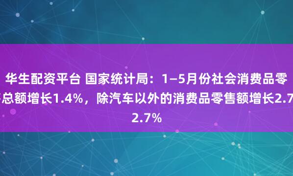华生配资平台 国家统计局：1—5月份社会消费品零售总额增长1.4%，除汽车以外的消费品零售额增长2.7%